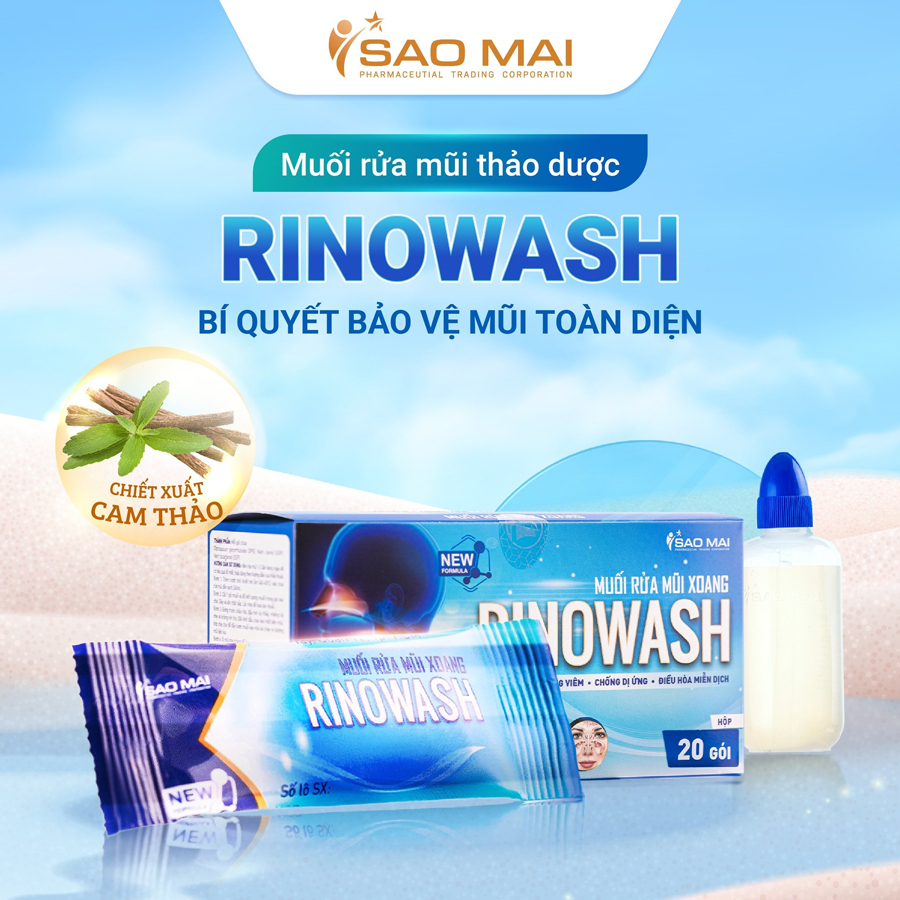 Muối rửa mũi Rinowash dùng được trong các trường hợp bị khô mũi, ngạt mũi, chảy nước mũi…